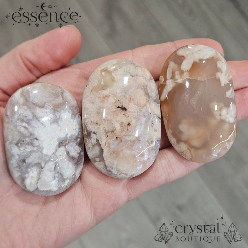 Flower Agate Palm Stones