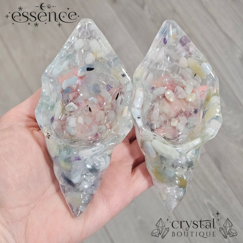 Mixed Beryl & Fluorite Conch Shell Dish