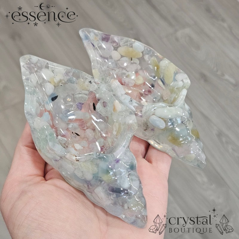 Mixed Beryl & Fluorite Conch Shell Dish