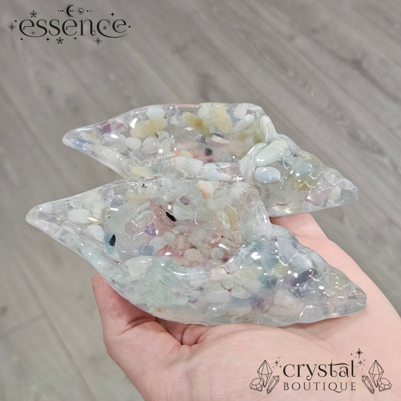 Mixed Beryl & Fluorite Conch Shell Dish