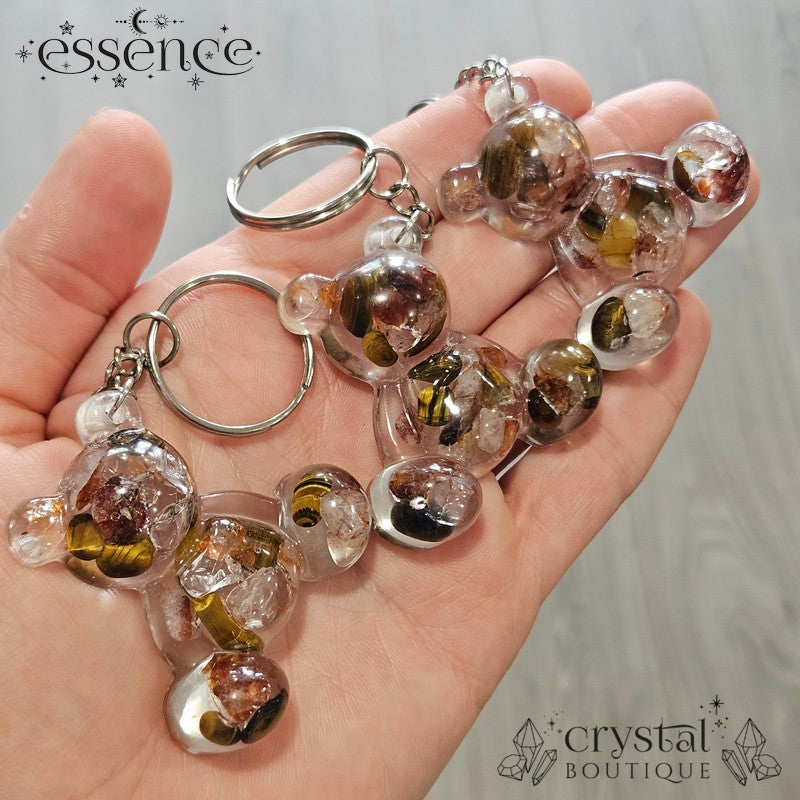 Zodiac teddy resin keyring with crystal chips  (Aries, Taurus, Gemini)