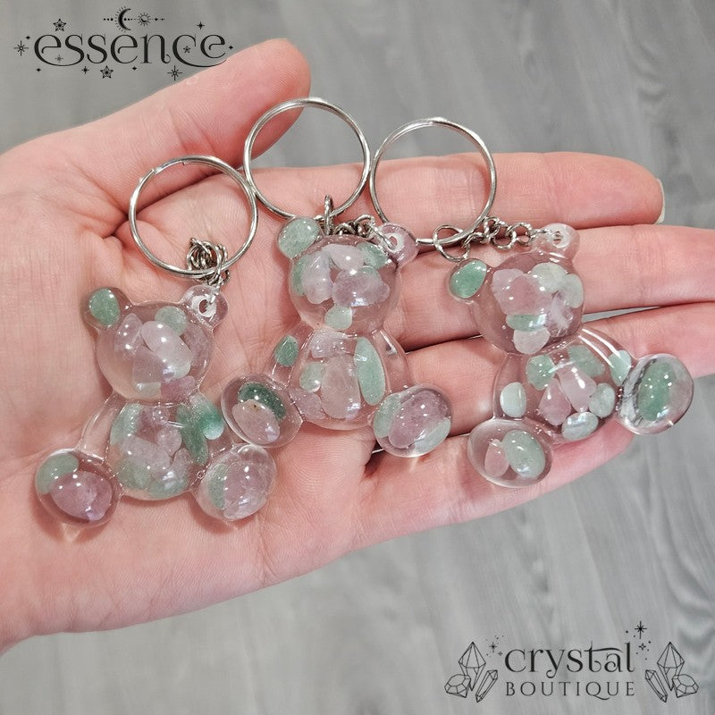 Zodiac teddy resin keyring with crystal chips  (Aries, Taurus, Gemini)