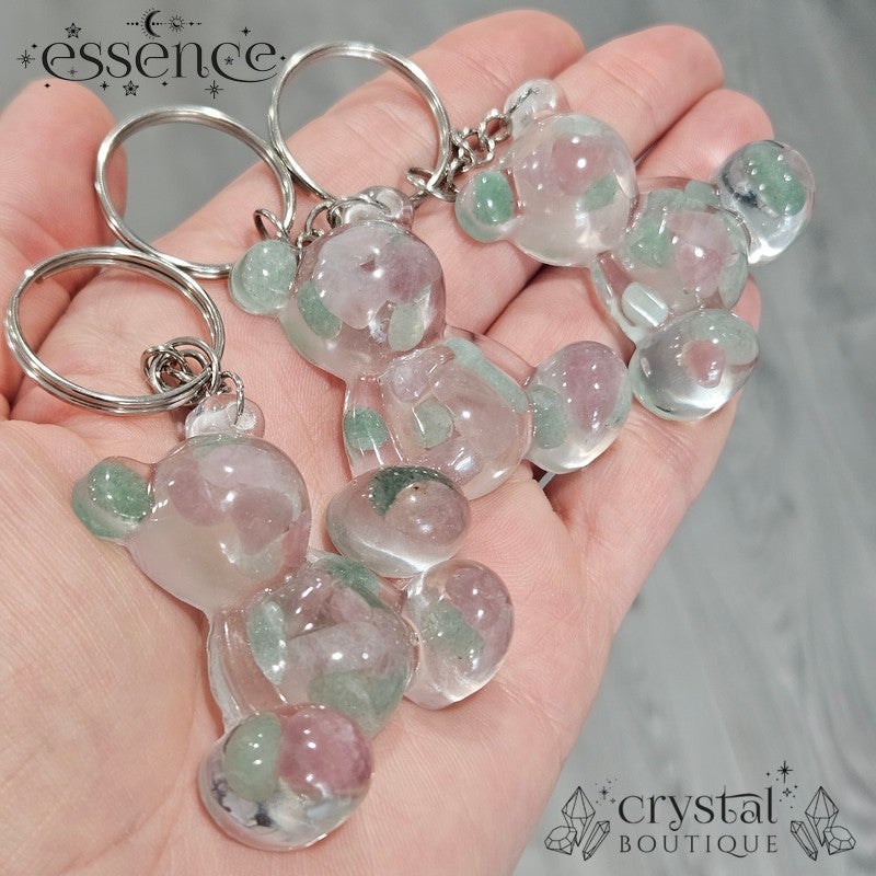Zodiac teddy resin keyring with crystal chips  (Aries, Taurus, Gemini)