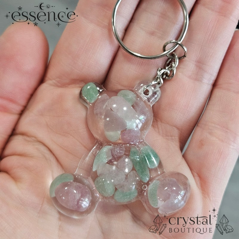 Zodiac teddy resin keyring with crystal chips  (Aries, Taurus, Gemini)