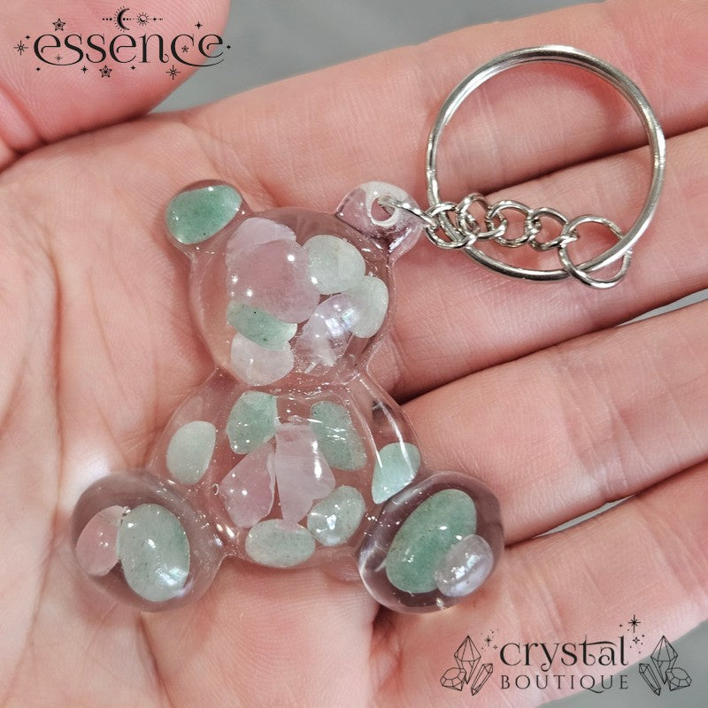 Zodiac teddy resin keyring with crystal chips  (Aries, Taurus, Gemini)