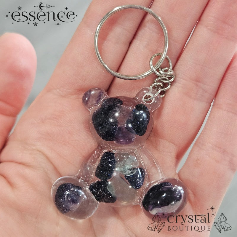 Zodiac teddy resin keyring with crystal chips  (Aries, Taurus, Gemini)