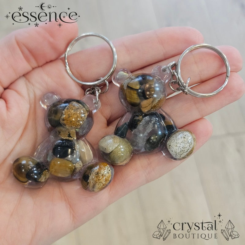 Brave Bear Resin with Crystal Chips Keyring