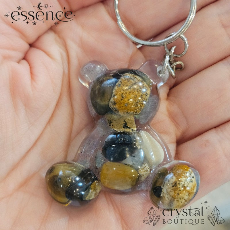 Brave Bear Resin with Crystal Chips Keyring