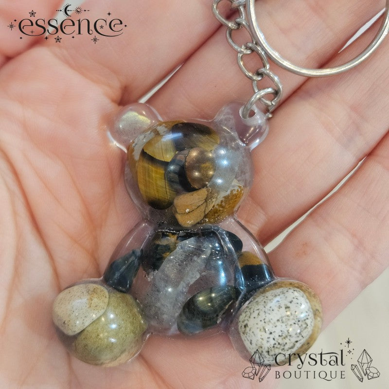 Brave Bear Resin with Crystal Chips Keyring