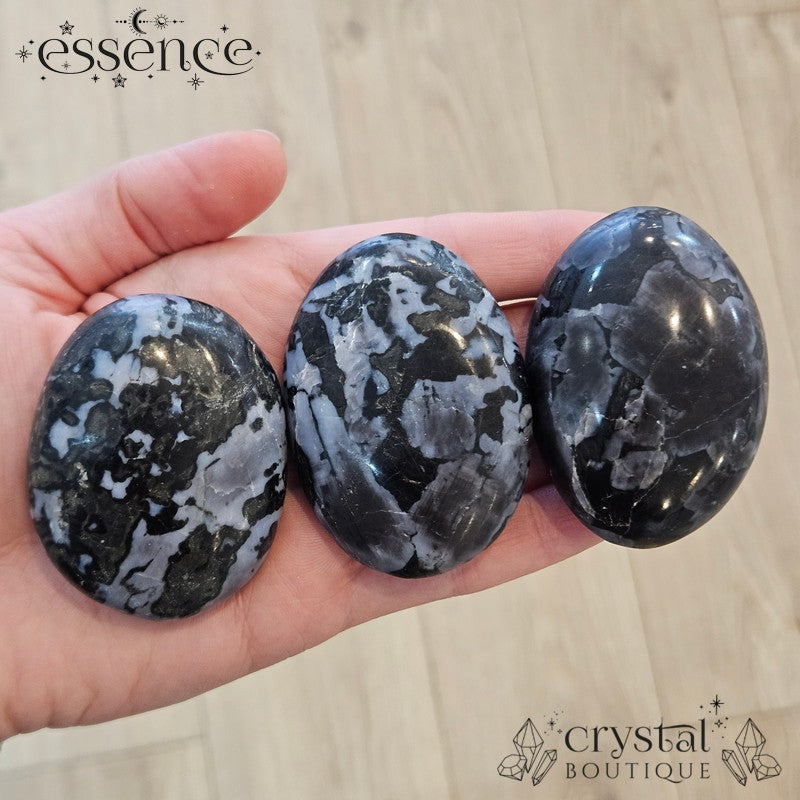 Mystic Merlinite Palm Stones (indigo Gabbro)