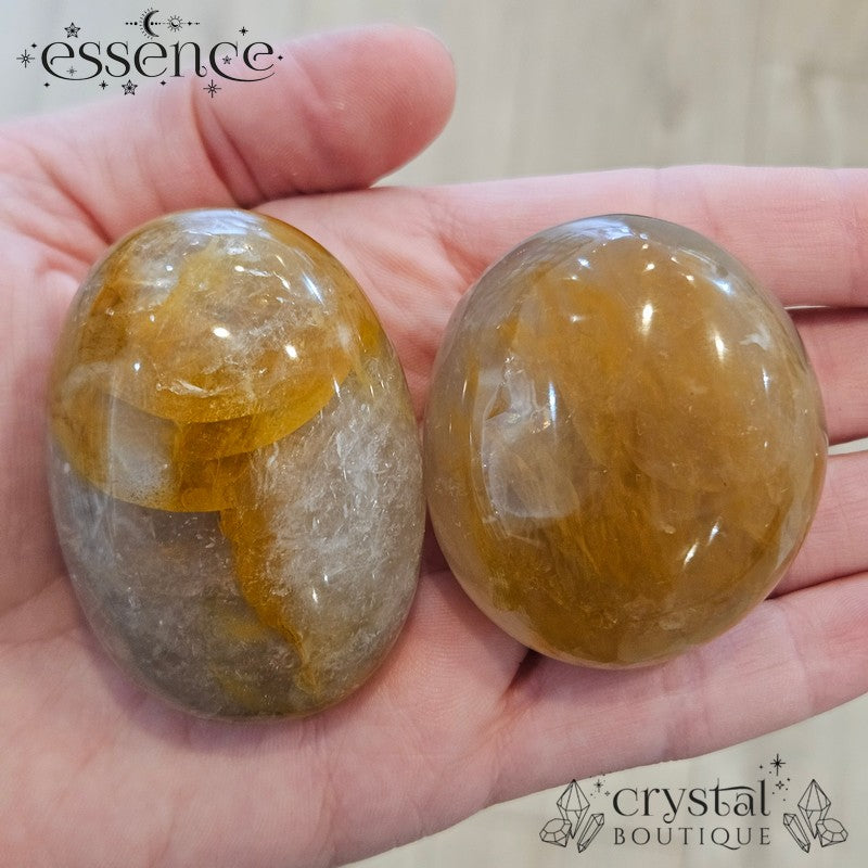 Golden Healer in Smoky Quartz Palm Stones