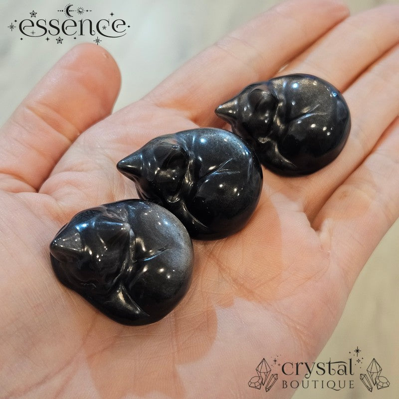 Silver Sheen Obsidian Cats