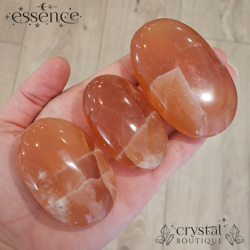 Honey Calcite Palm Stones