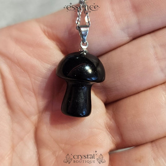 Black Obsidian mushroom Necklace