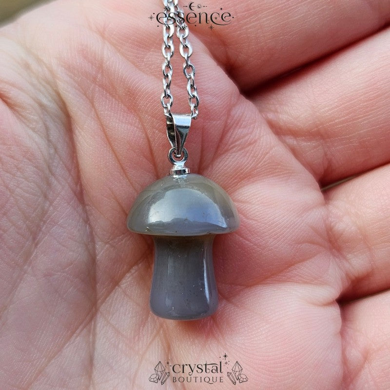 Blue Agate Mushroom Necklace