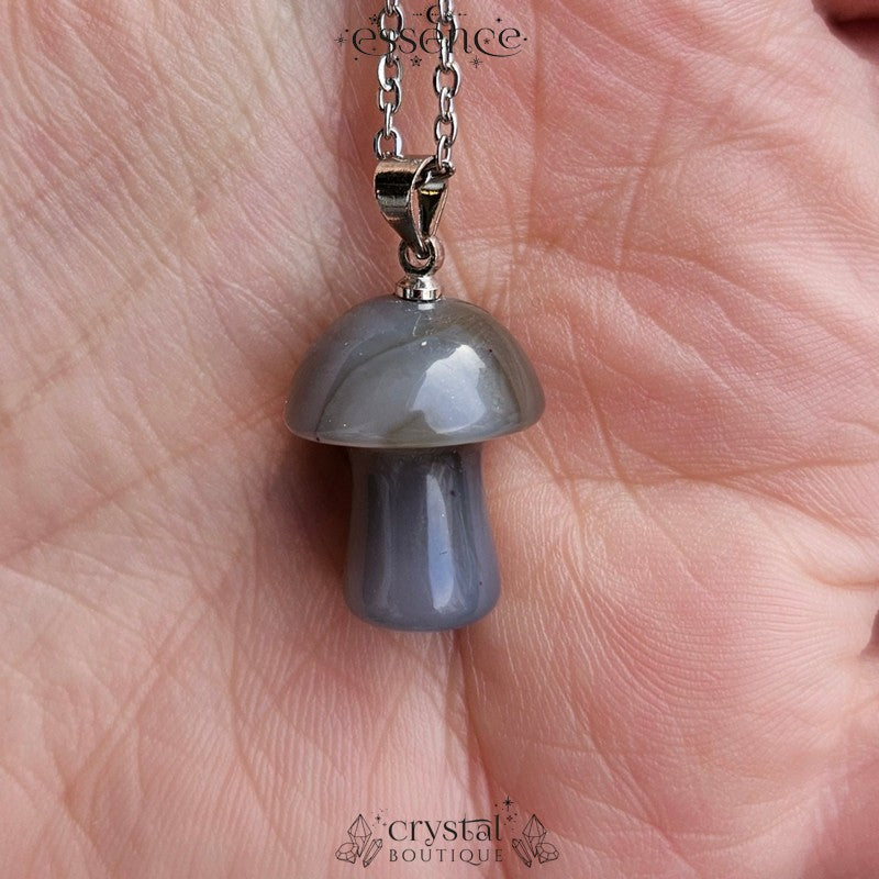 Blue Agate Mushroom Necklace