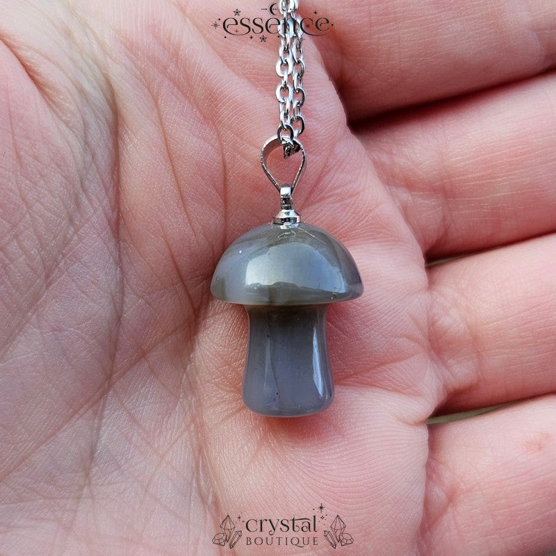 Blue Agate Mushroom Necklace