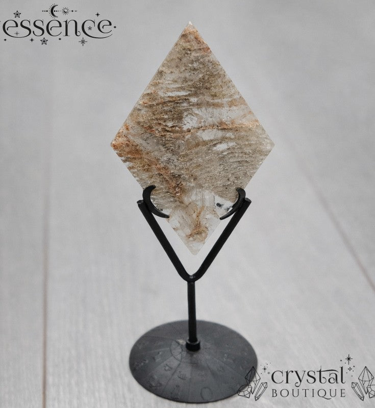 Thousand Layer Quartz Polished Freeforms on stand