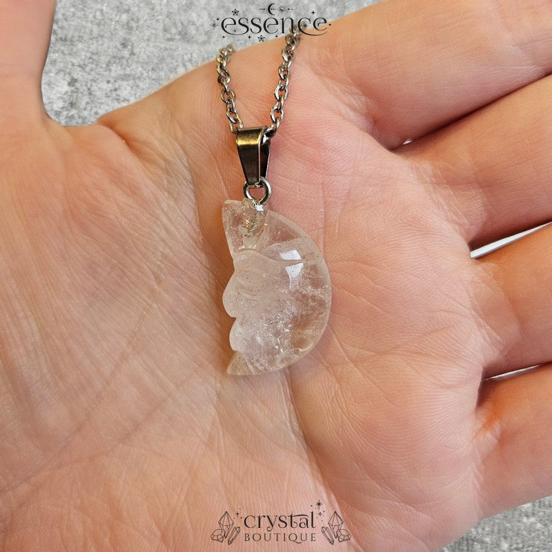 Clear Quartz Moon Necklace