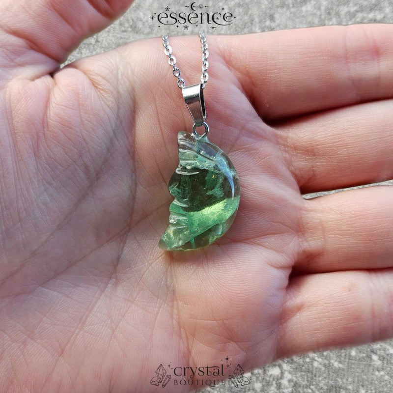 Green Fluorite Moon Necklace