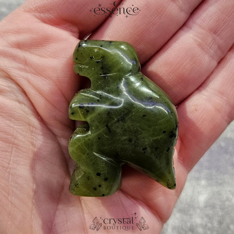 Green Nephrite Jade Cute Dinosaur