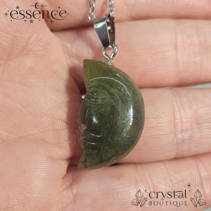 Moss Agate Moon Necklace