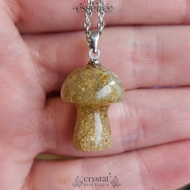 Moss Agate Mushroom Necklace