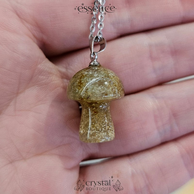 Moss Agate Mushroom Necklace