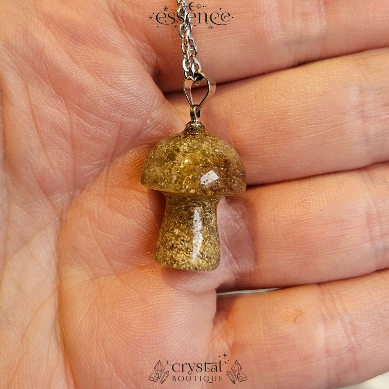 Moss Agate Mushroom Necklace