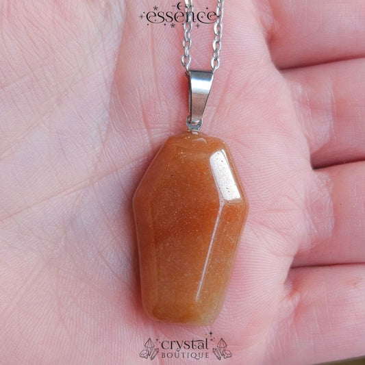 Orange Aventurine Coffin Necklace