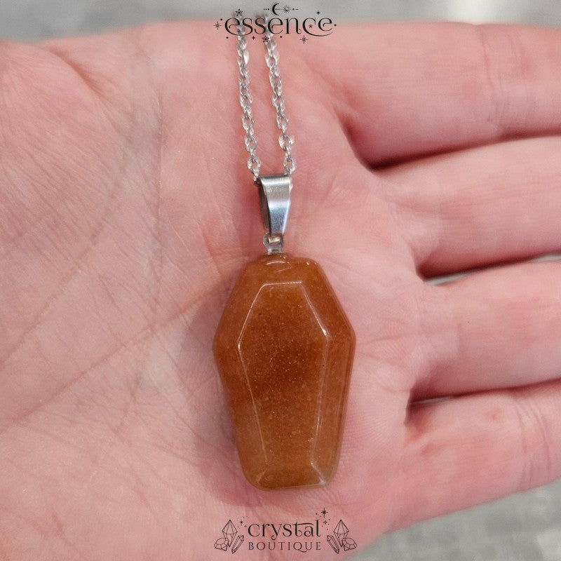 Orange Aventurine Coffin Necklace