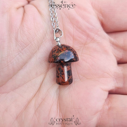 Red Obsidian Mushroom Necklace