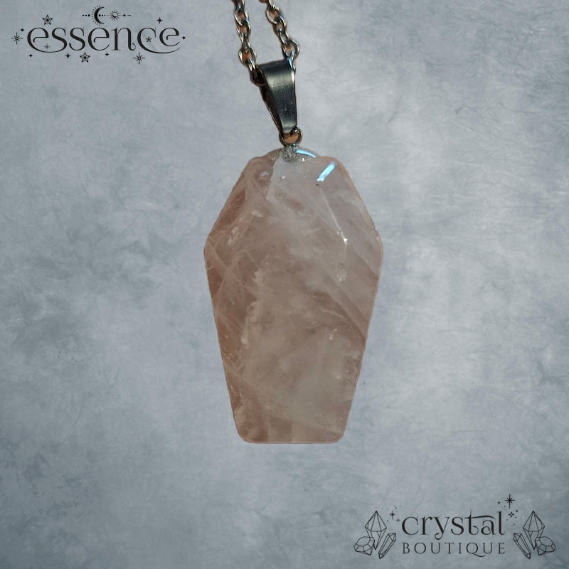 Rose Quartz  coffin Necklace