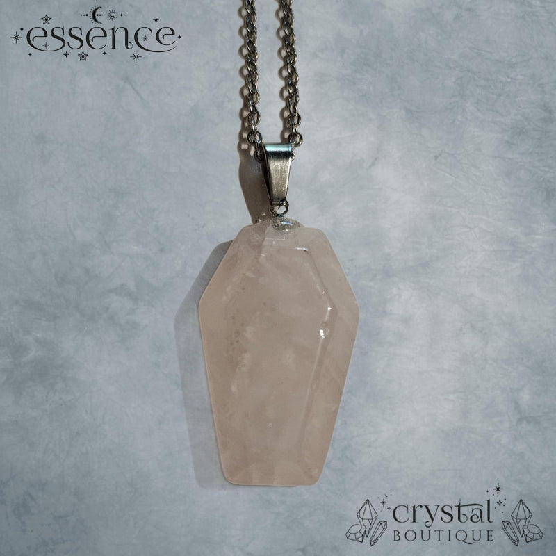 Rose Quartz  coffin Necklace