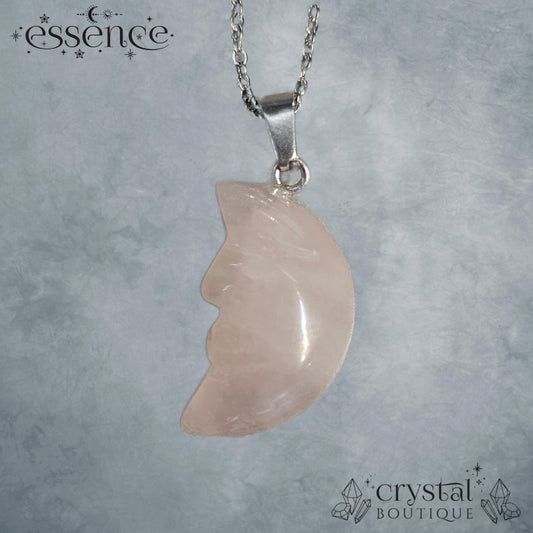 Rose Quartz Moon Necklace