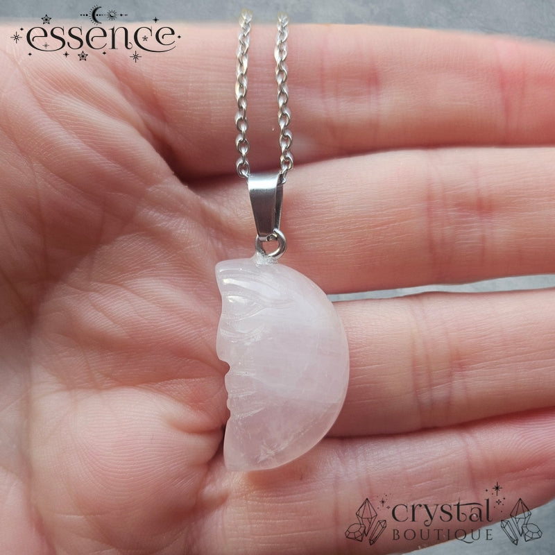 Rose Quartz Moon Necklace