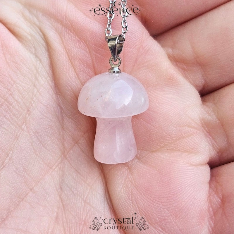 Rose Quartz Mushroom Necklace