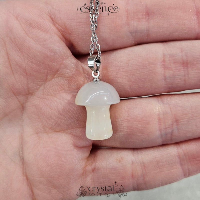 White Agate Mushroom Necklace