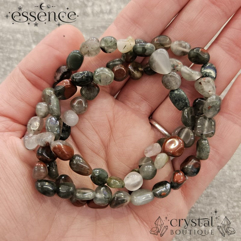 Bloodstone Crystal Chip Bracelet