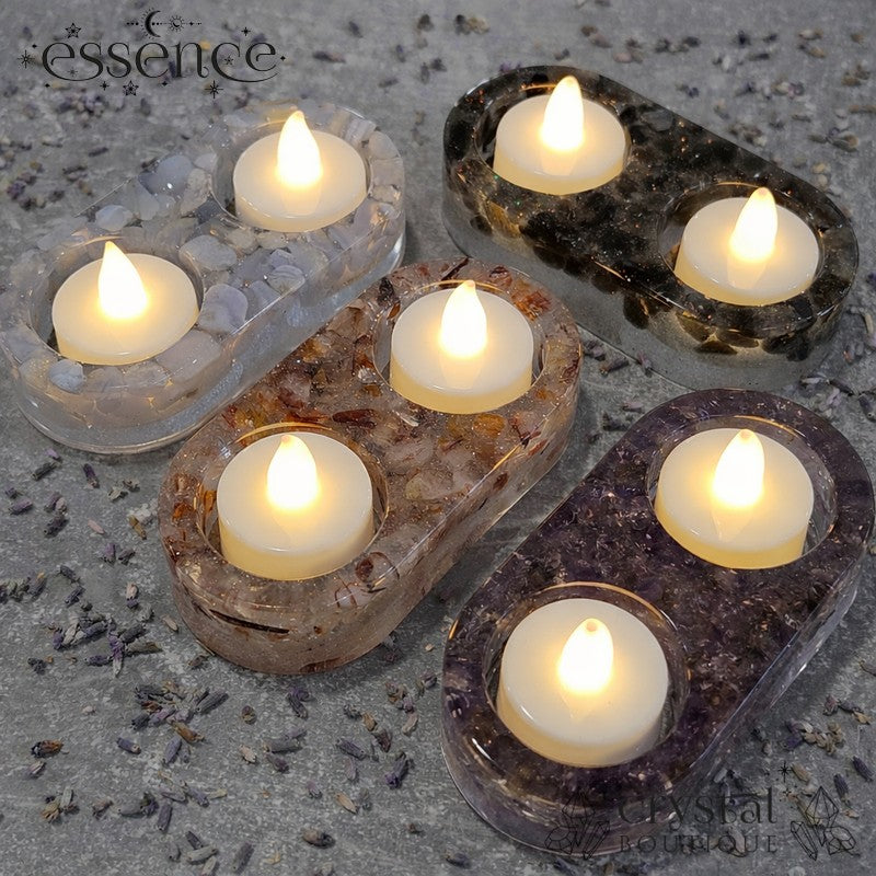 Double Crystal Resin Candle Holders