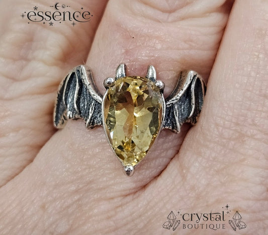 Faceted Citrine Bat Adjustable S925 ring