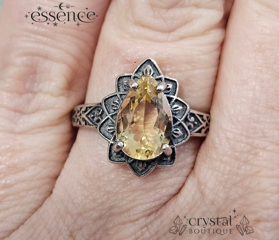 Faceted Citrine Adjustable S925 ring