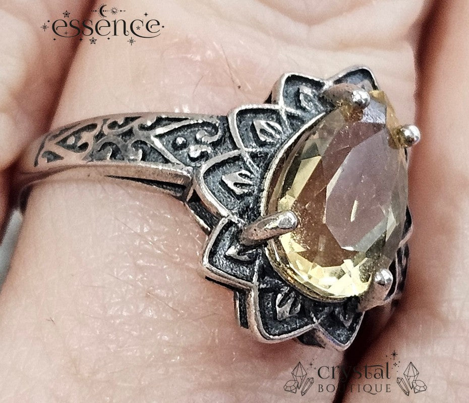 Faceted Citrine Adjustable S925 ring