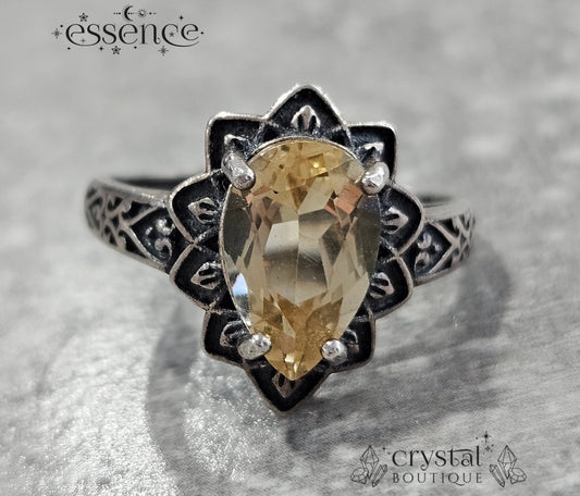 Faceted Citrine Adjustable S925 ring