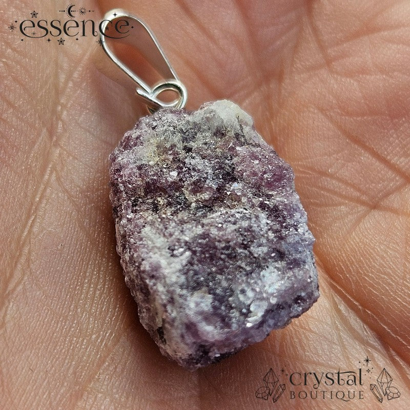 Raw Lepidolite Pendant with Silver Plated Bail