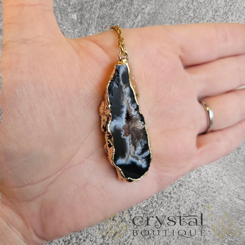 Mexican Agate Geode Copper Necklace