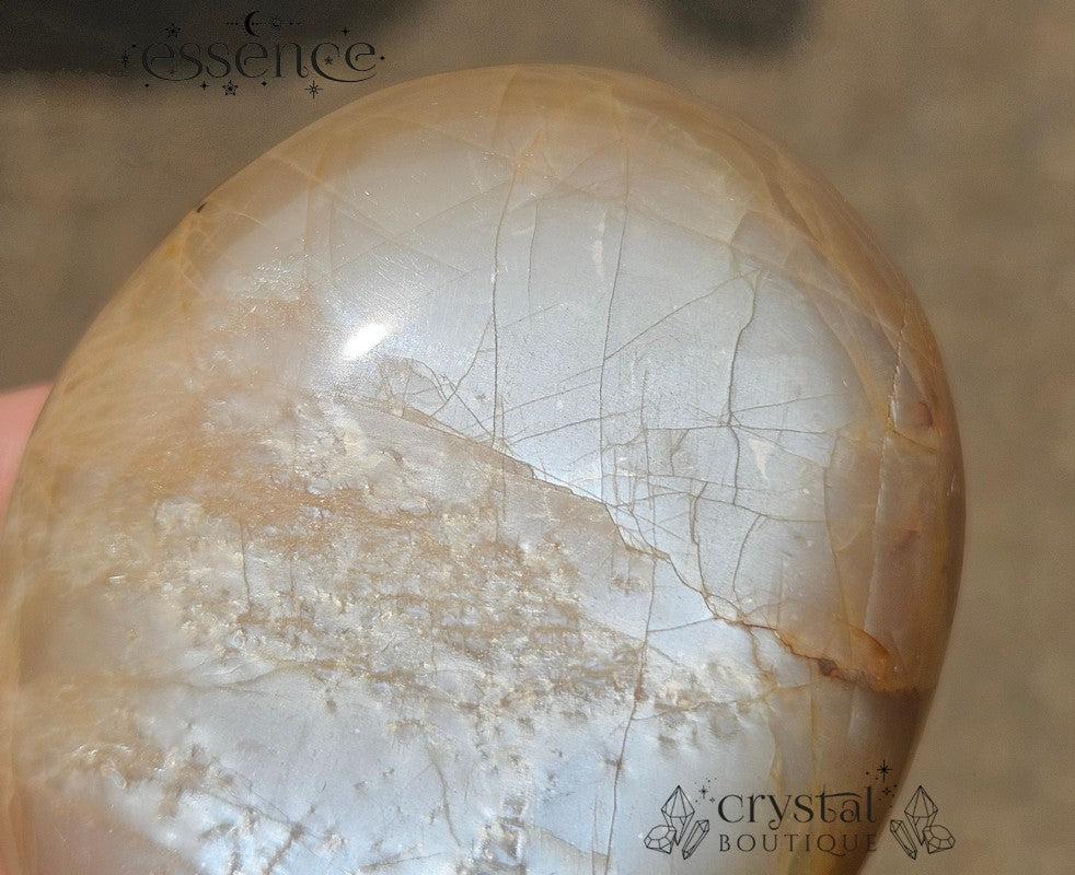 Peach Moonstone Palm Stone 123g