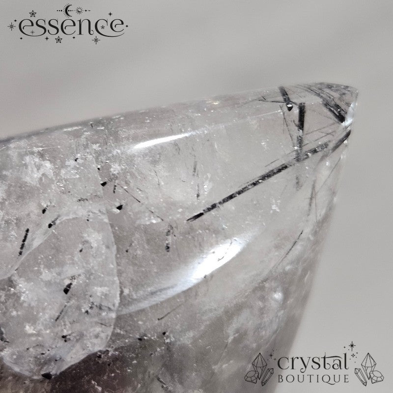 Black Tourmalated Quartz With Limonite Flame