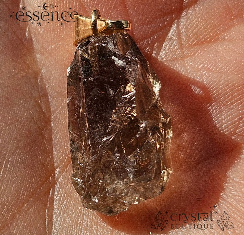 Smoky Quartz Rough Pendant with Gold-Plated Bail