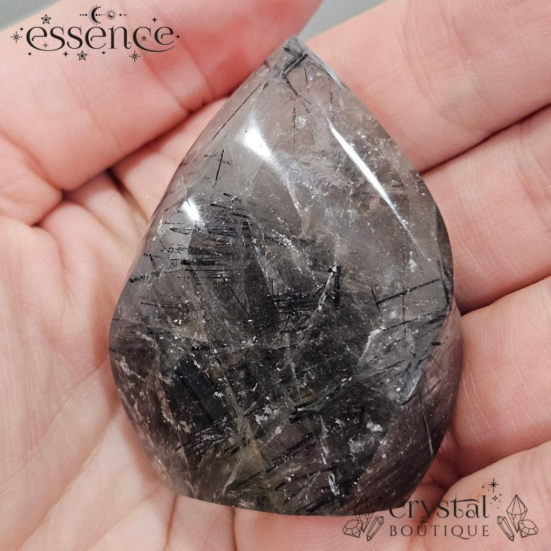 Black Tourmalated Quartz With Limonite Flame